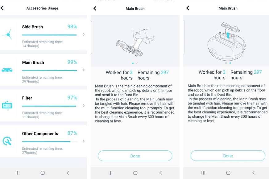 Wartungshinweise werden in der Yeedi App angezeigt